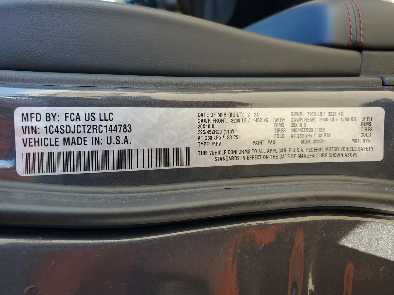 2024 Dodge Durango R/T VIN: 1C4SDJCT2RC144783 Lot: 90635815