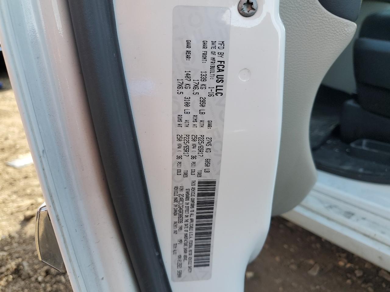 2016 Chrysler Town & Country Touring L VIN: 2C4RC1CG4GR306339 Lot: 92690155