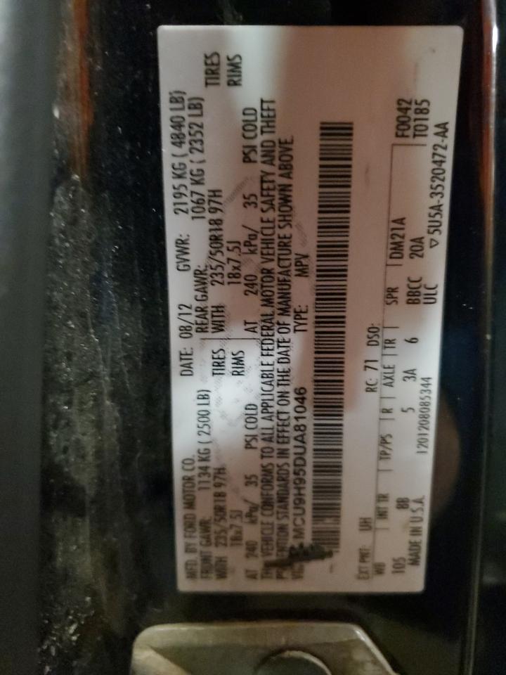 2013 Ford Escape Sel VIN: 1FMCU9H95DUA81046 Lot: 93134445