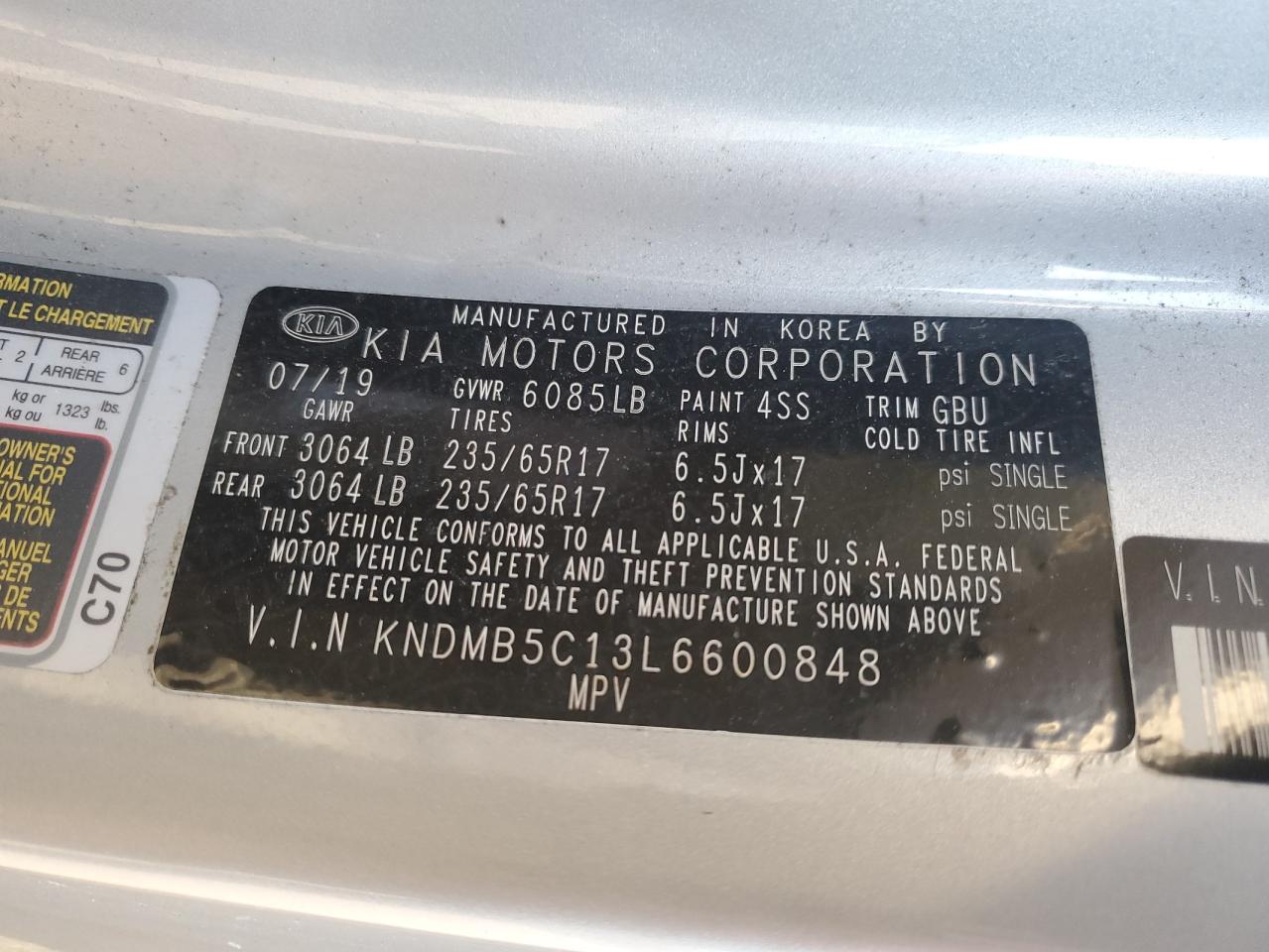 2020 Kia Sedona Lx VIN: KNDMB5C13L6600848 Lot: 90275805