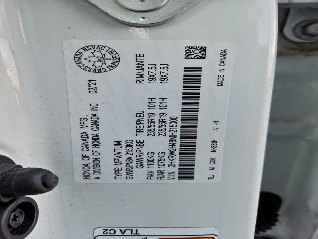 2021 Honda Cr-V Sport VIN: 2HKRW2H48MH215000 Lot: 93059205