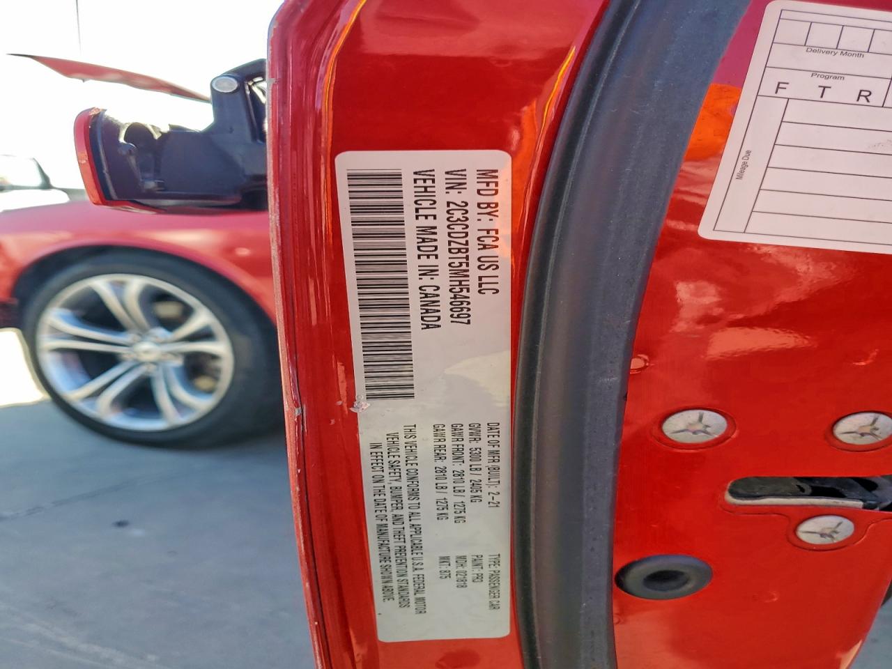 2021 Dodge Challenger R/T VIN: 2C3CDZBT5MH546697 Lot: 92698405