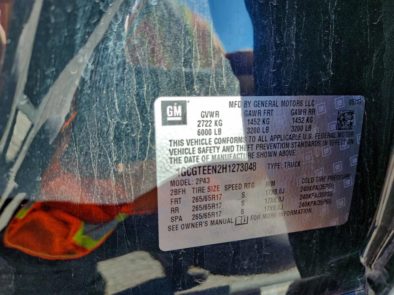 2017 Chevrolet Colorado Zr2 VIN: 1GCGTEEN2H1273048 Lot: 93448535