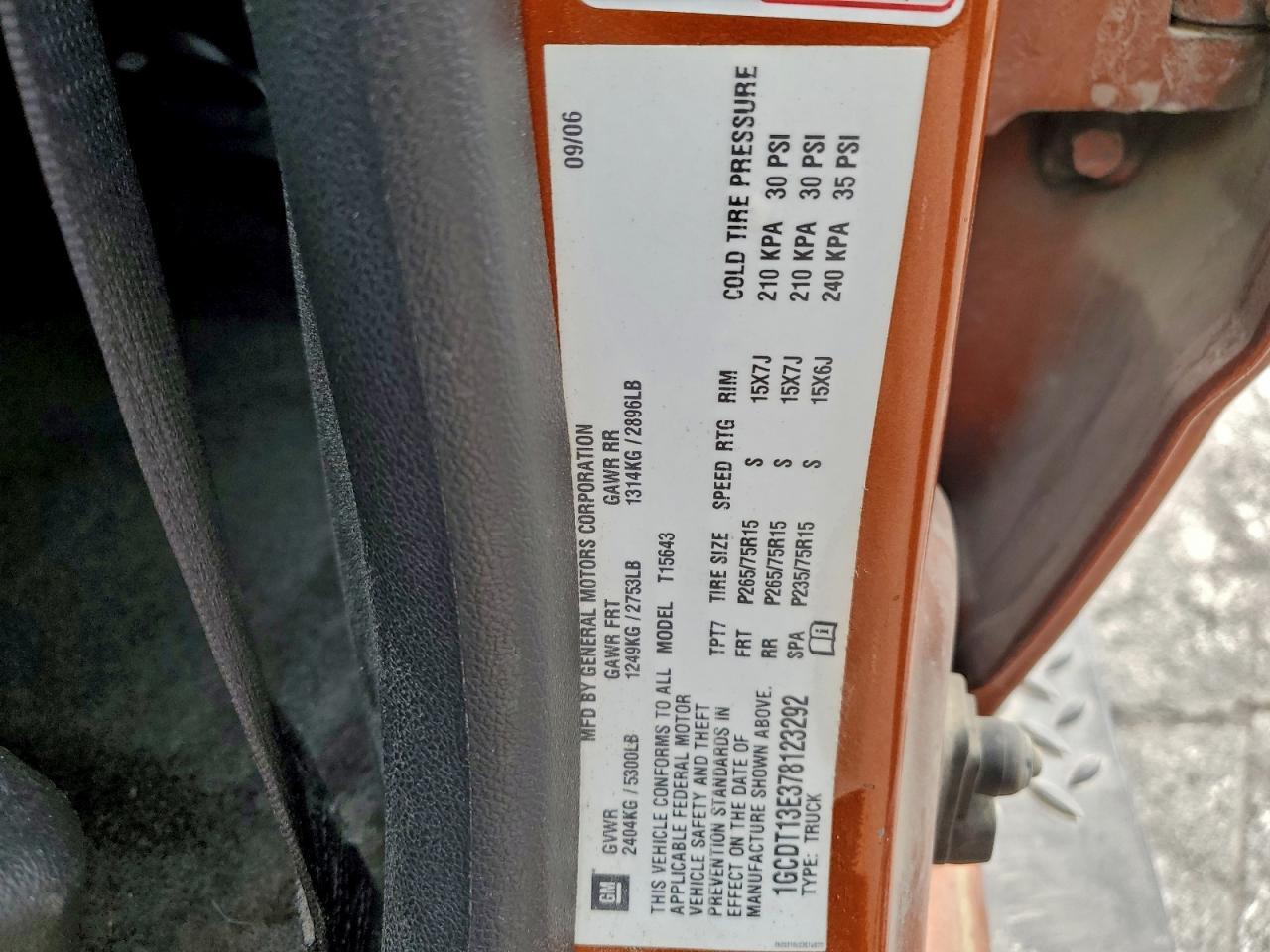 2007 Chevrolet Colorado VIN: 1GCDT13E378123292 Lot: 94135555