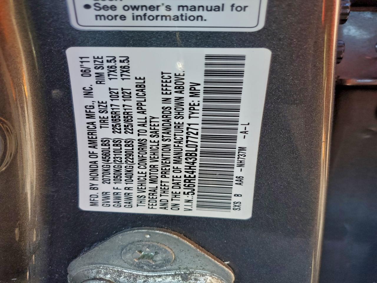 2011 Honda Cr-V Se VIN: 5J6RE4H43BL077271 Lot: 94163915