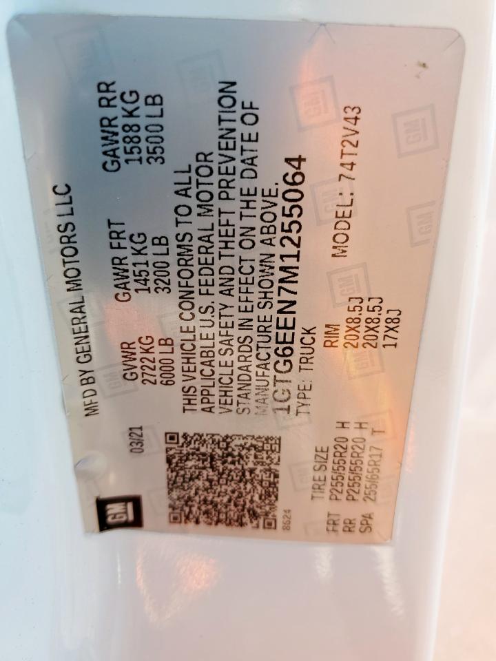 2021 GMC Canyon Denali VIN: 1GTG6EEN7M1255064 Lot: 91262275