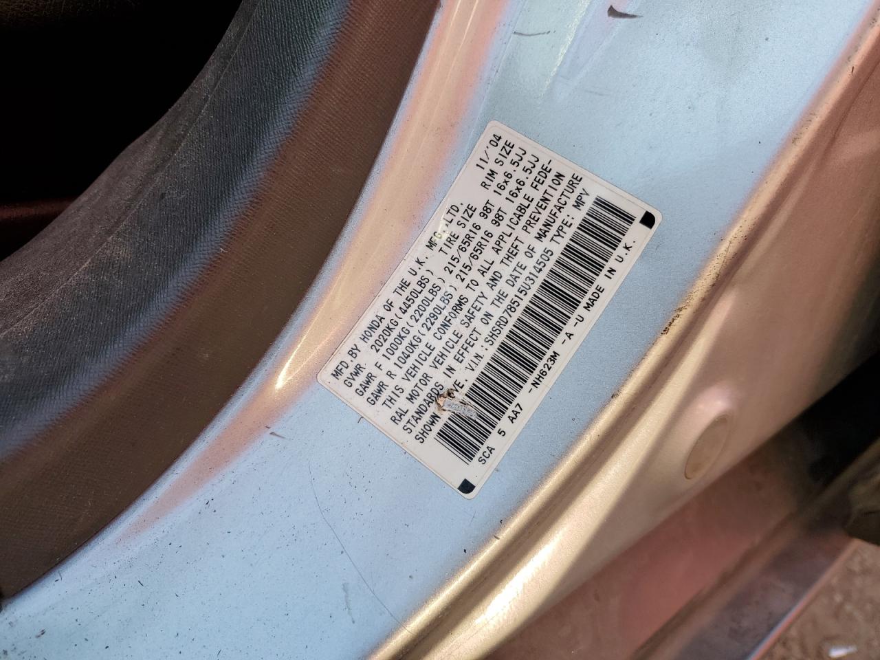 2005 Honda Cr-V Lx VIN: SHSRD78515U314505 Lot: 91486625