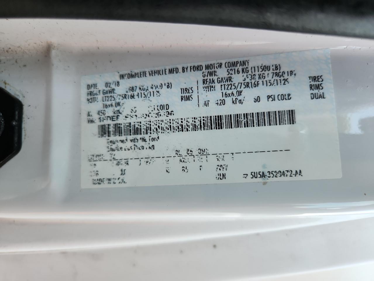 2018 Ford Econoline E350 Super Duty Cutaway Van VIN: 1FDEE3FS1JDC20996 Lot: 92626315