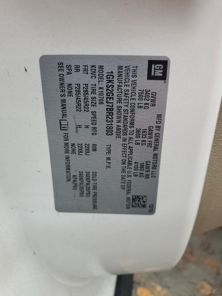 2011 GMC Yukon Denali Hybrid VIN: 1GKS2GEJ7BR231803 Lot: 91314915