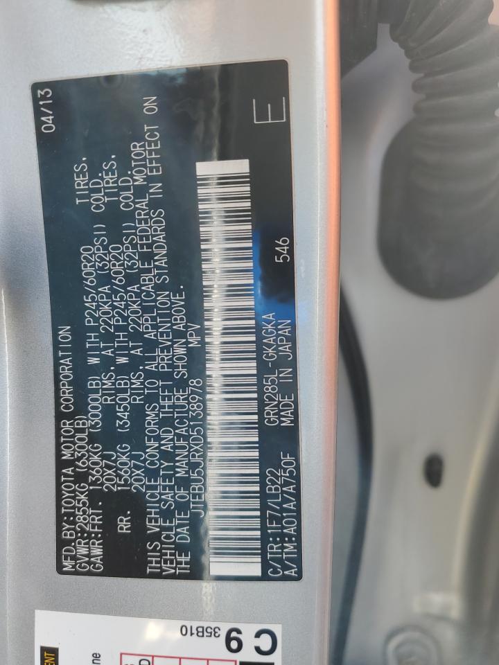 2013 Toyota 4Runner Sr5 VIN: JTEBU5JRXD5138978 Lot: 91466825