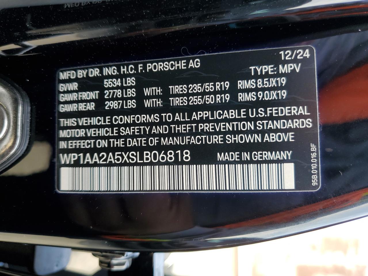 2025 Porsche Macan Base VIN: WP1AA2A5XSLB06818 Lot: 87011095