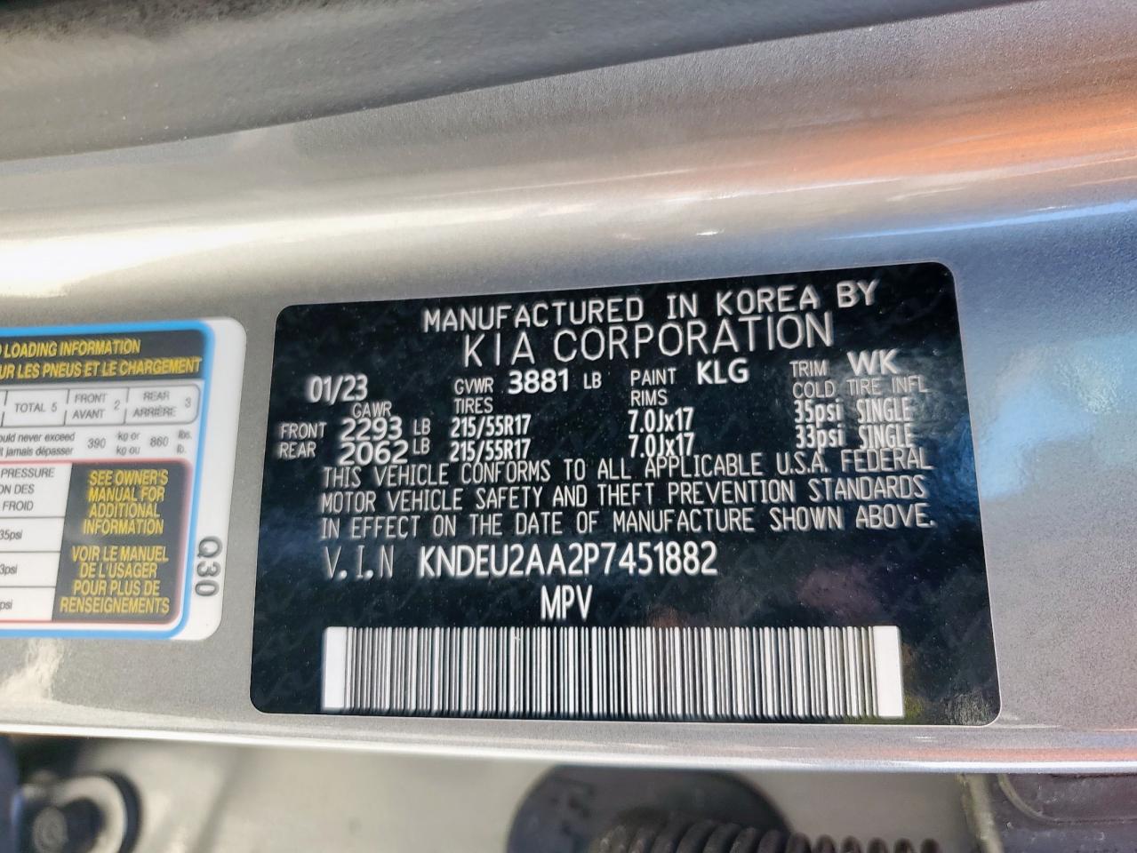 2023 Kia Seltos S VIN: KNDEU2AA2P7451882 Lot: 90756155