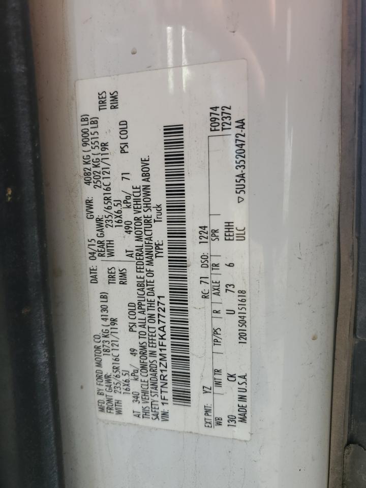 2015 Ford Transit T-250 VIN: 1FTNR1ZM1FKA77271 Lot: 91665735