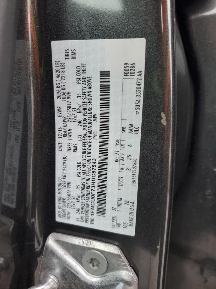 2017 Ford Escape S VIN: 1FMCU0F73HUC67543 Lot: 92160815