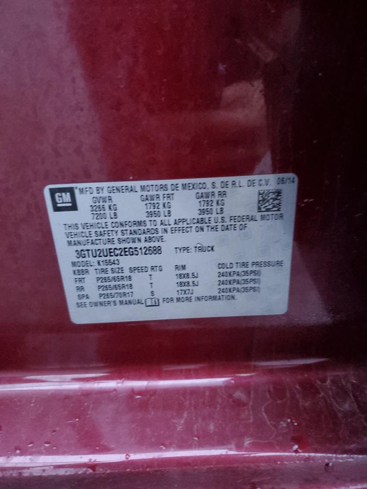 2014 GMC Sierra K1500 Sle VIN: 3GTU2UEC2EG512688 Lot: 93807745