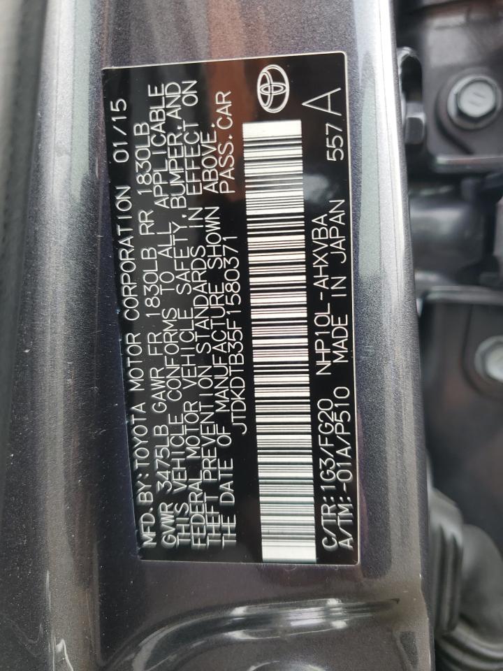 2015 Toyota Prius C VIN: JTDKDTB35F1580371 Lot: 92490775