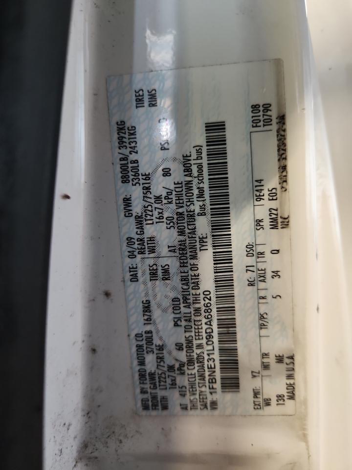 2009 Ford Econoline E350 Super Duty Wagon VIN: 1FBNE31L09DA68620 Lot: 91488965