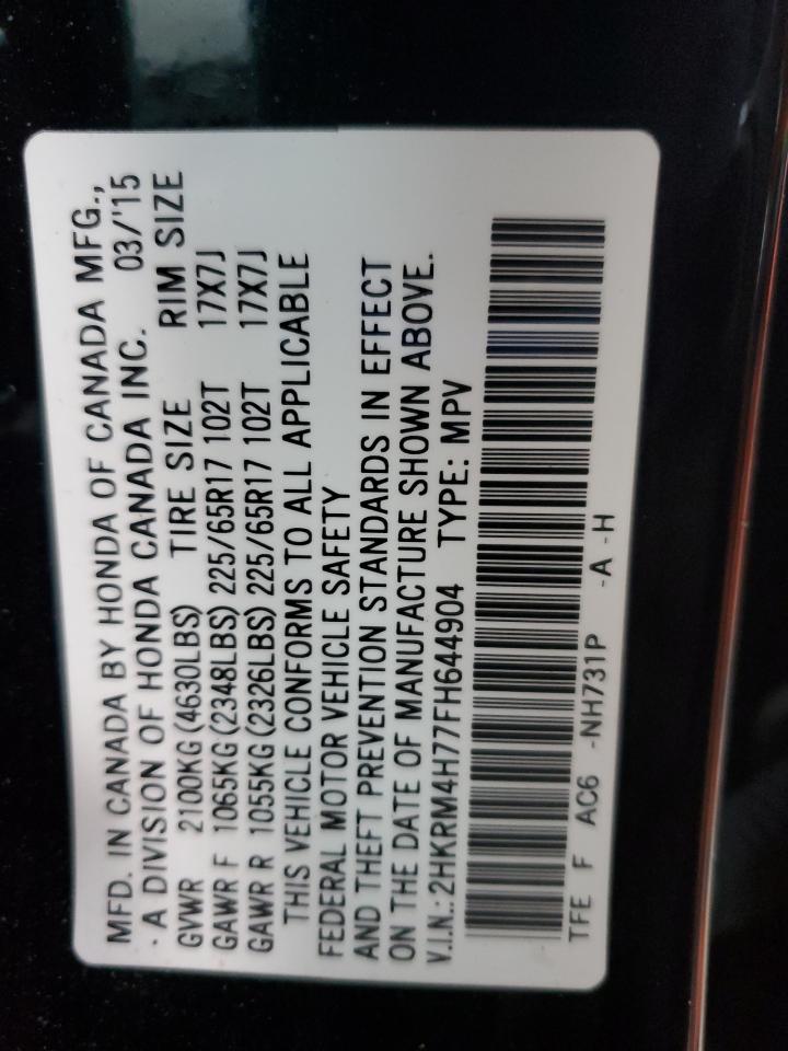 2015 Honda Cr-V Exl VIN: 2HKRM4H77FH644904 Lot: 92634905