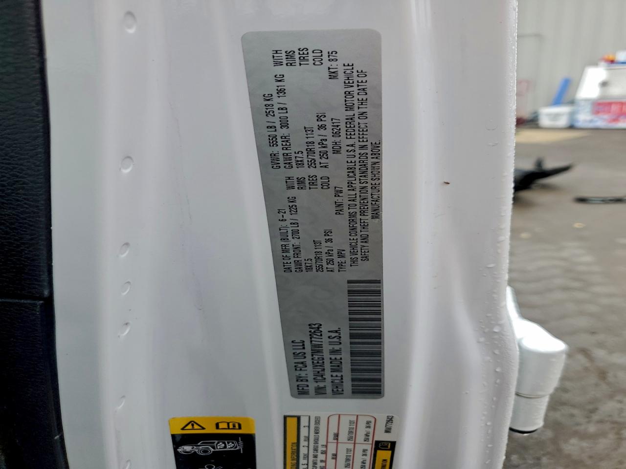 2021 Jeep Wrangler Unlimited Sahara VIN: 1C4HJXEG7MW772643 Lot: 93907755