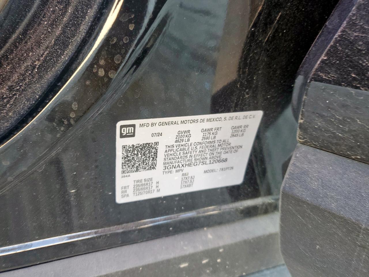 2025 Chevrolet Equinox Lt VIN: 3GNAXHEG7SL120668 Lot: 91383815