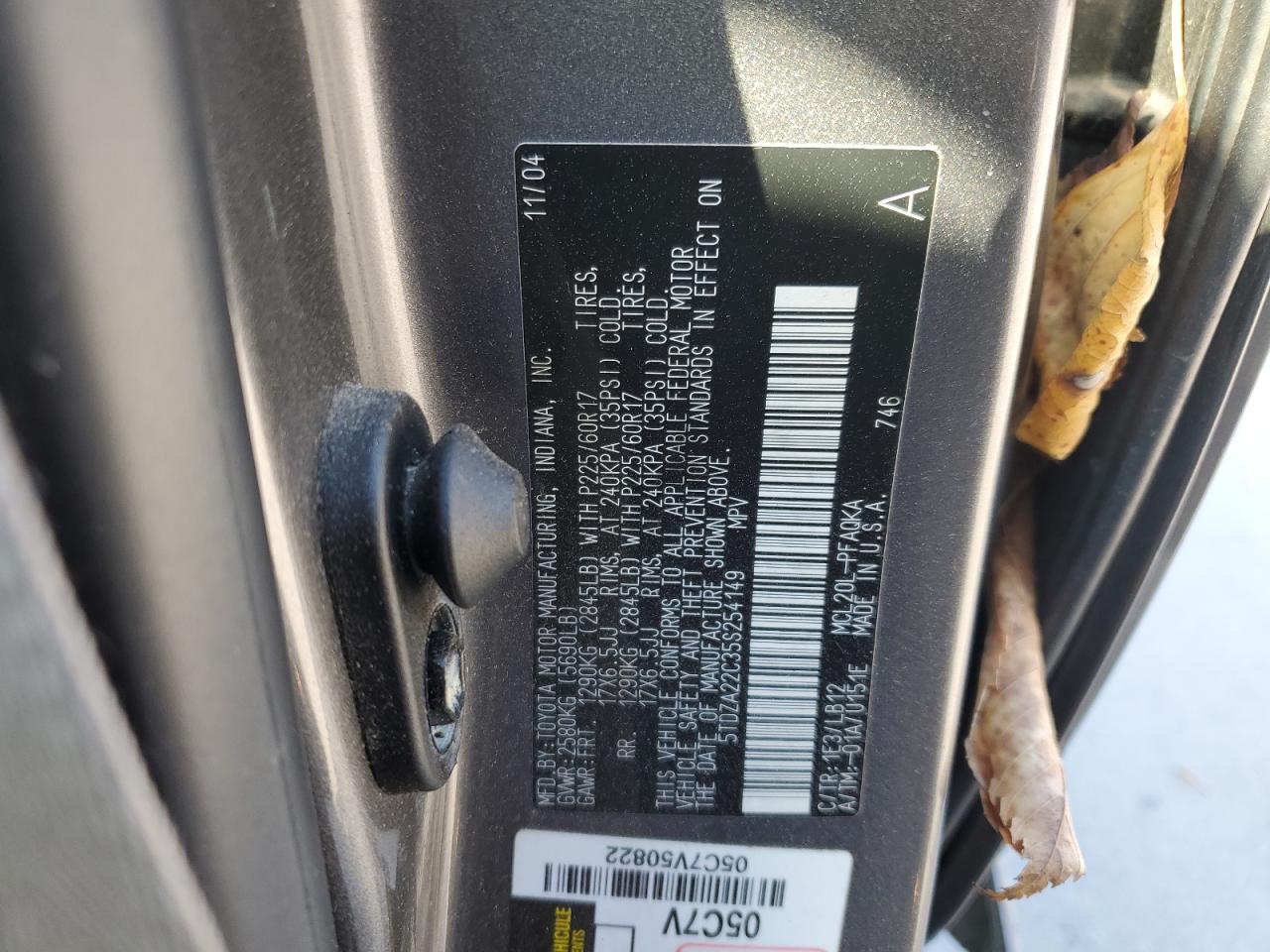 2006 Toyota Sienna Xle VIN: 5TDZA22C35S254149 Lot: 93232185