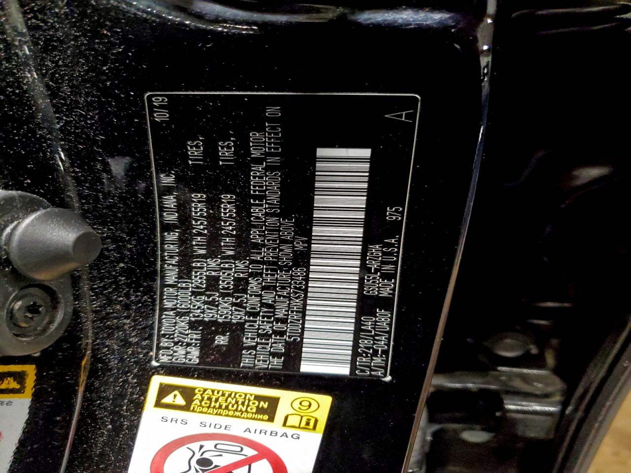 2019 Toyota Highlander Limited VIN: 5TDDZRFHXKS733486 Lot: 94469535