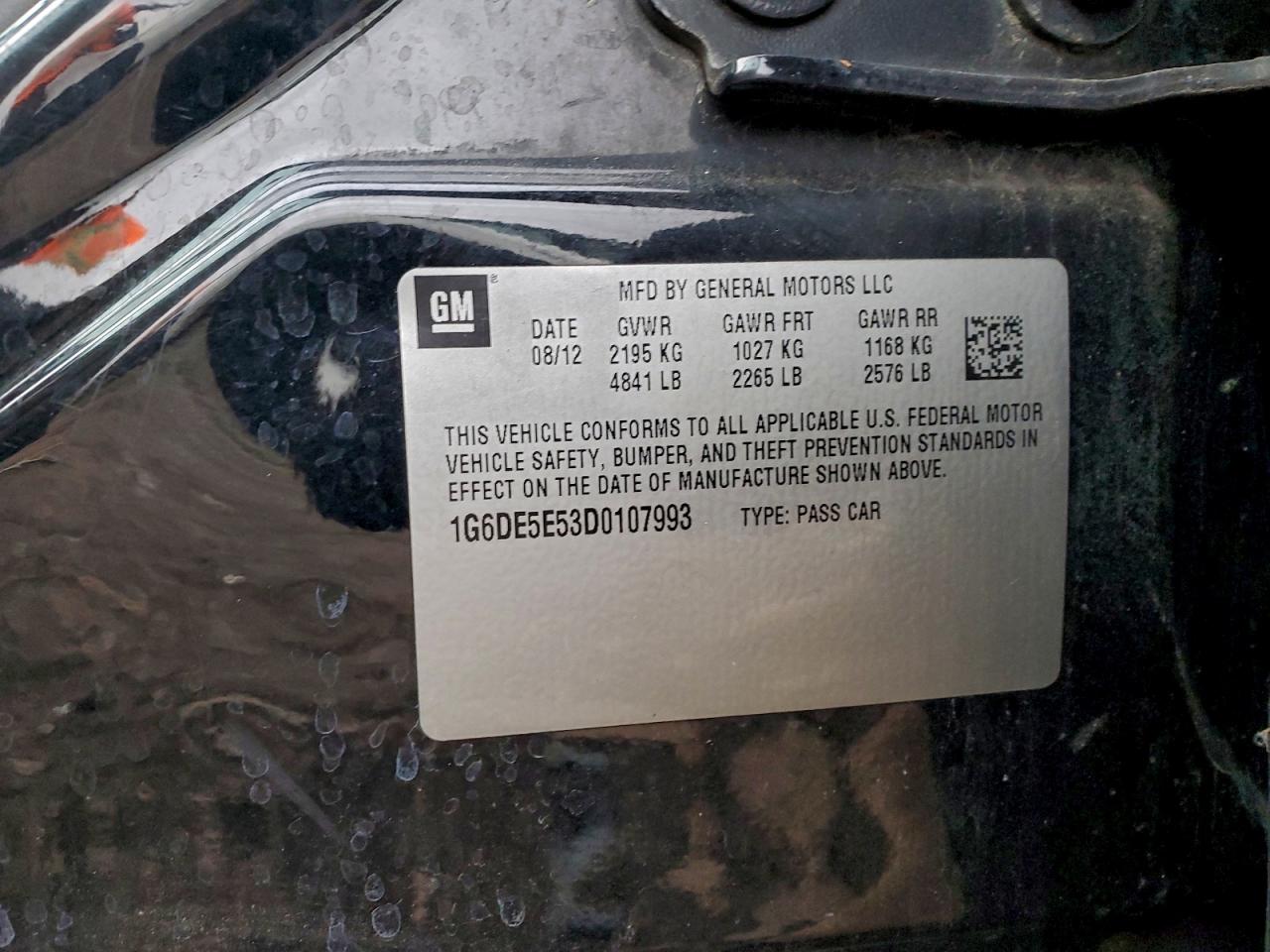 2013 Cadillac Cts Luxury Collection VIN: 1G6DE5E53D0107993 Lot: 94187285