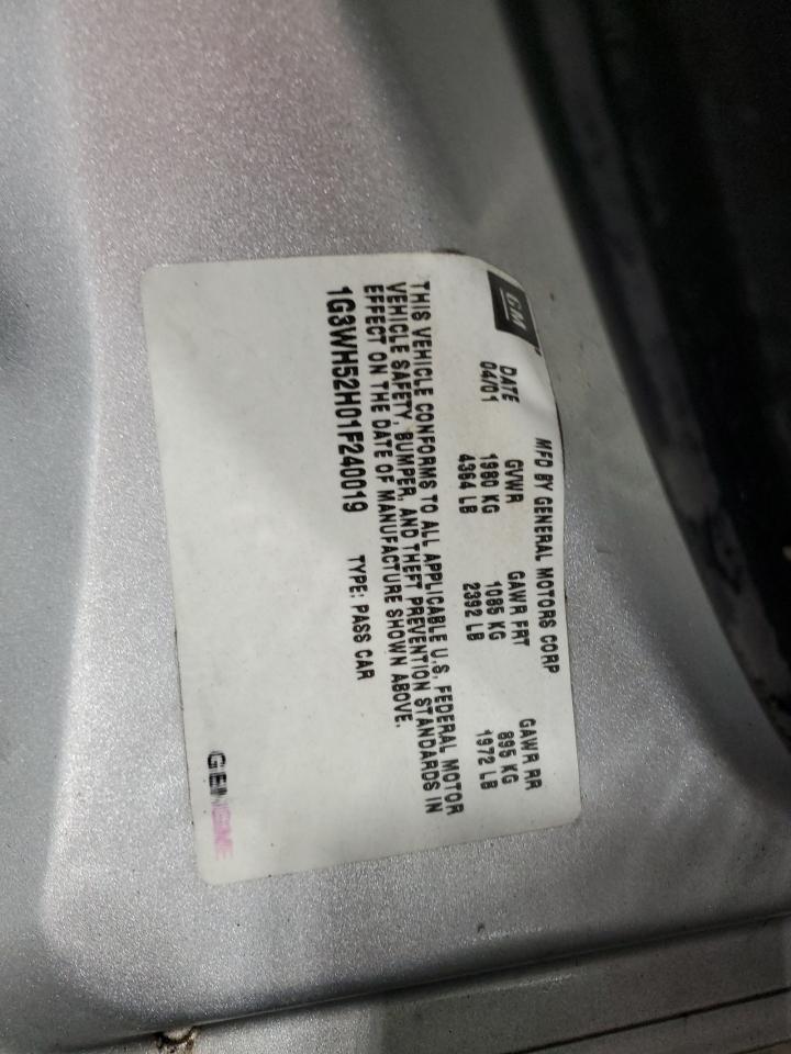 2001 Oldsmobile Intrigue Gx VIN: 1G3WH52H01F240019 Lot: 92607025