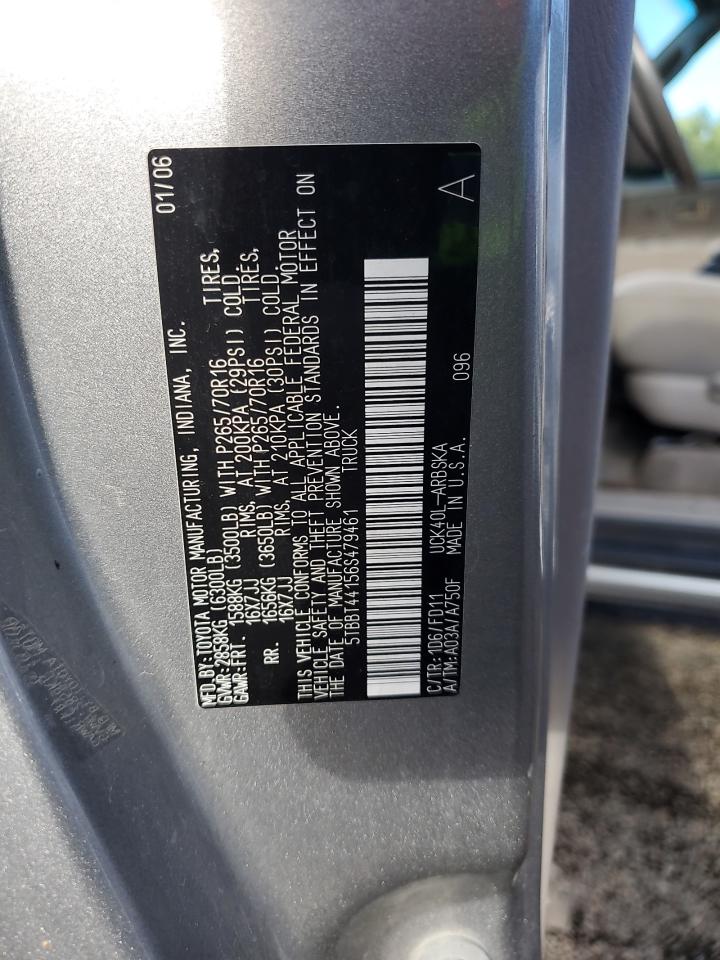 2006 Toyota Tundra Access Cab Sr5 VIN: 5TBBT44156S479461 Lot: 93876445