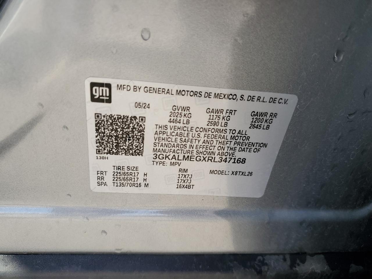 2024 GMC Terrain Sle VIN: 3GKALMEGXRL347168 Lot: 93537815