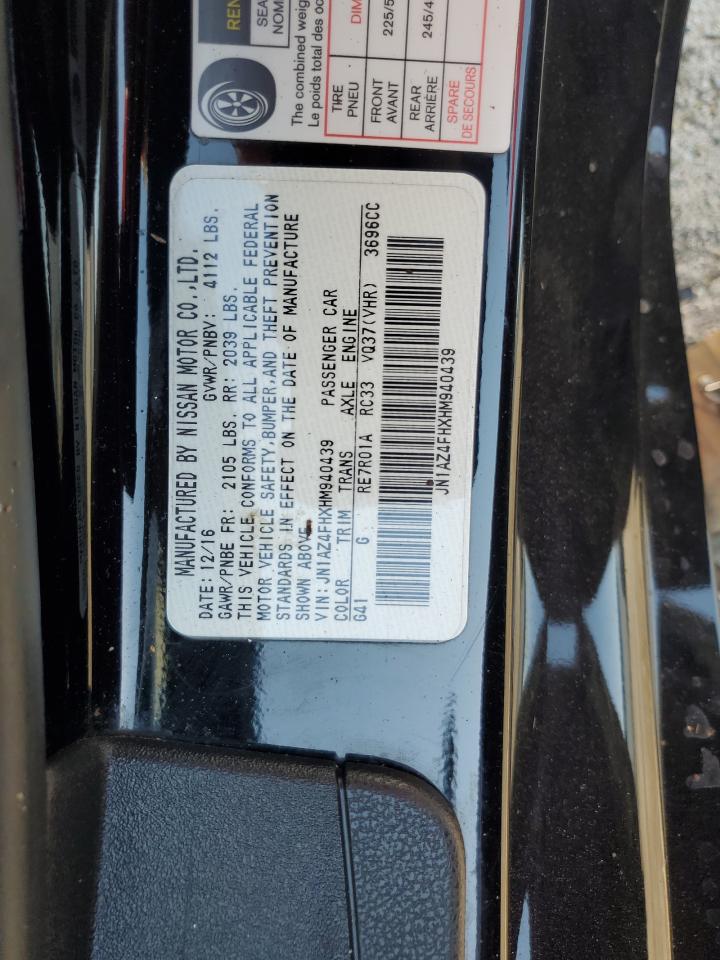 2017 Nissan 370Z Base VIN: JN1AZ4FHXHM940439 Lot: 93254575