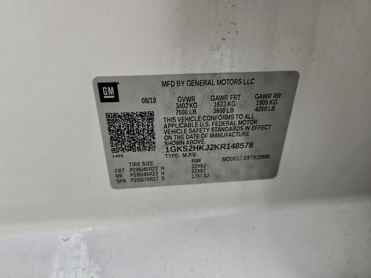 2019 GMC Yukon Xl Denali VIN: 1GKS2HKJ2KR148578 Lot: 92455195