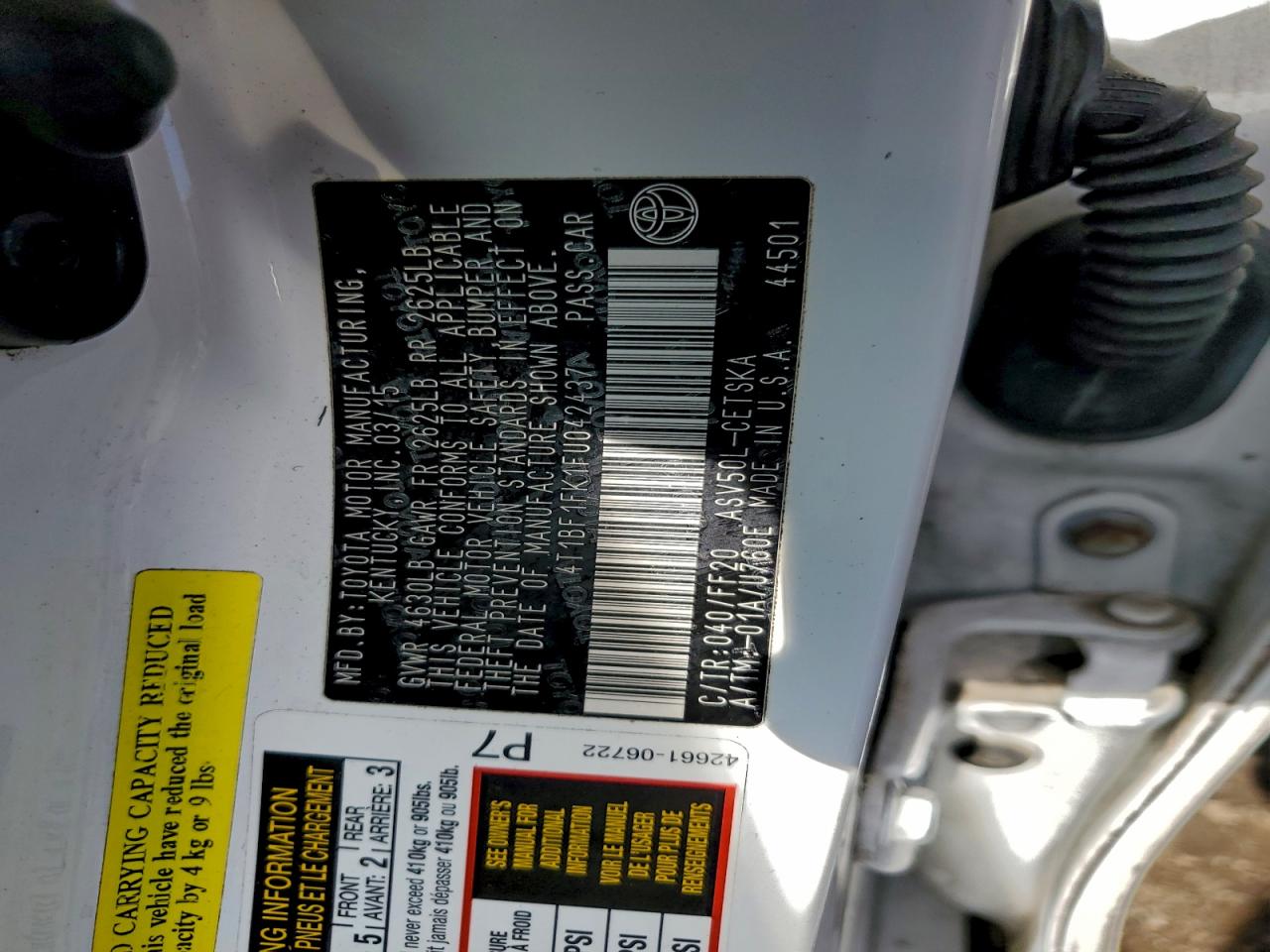 2015 Toyota Camry Le VIN: 4T1BF1FK1FU042437 Lot: 94341905