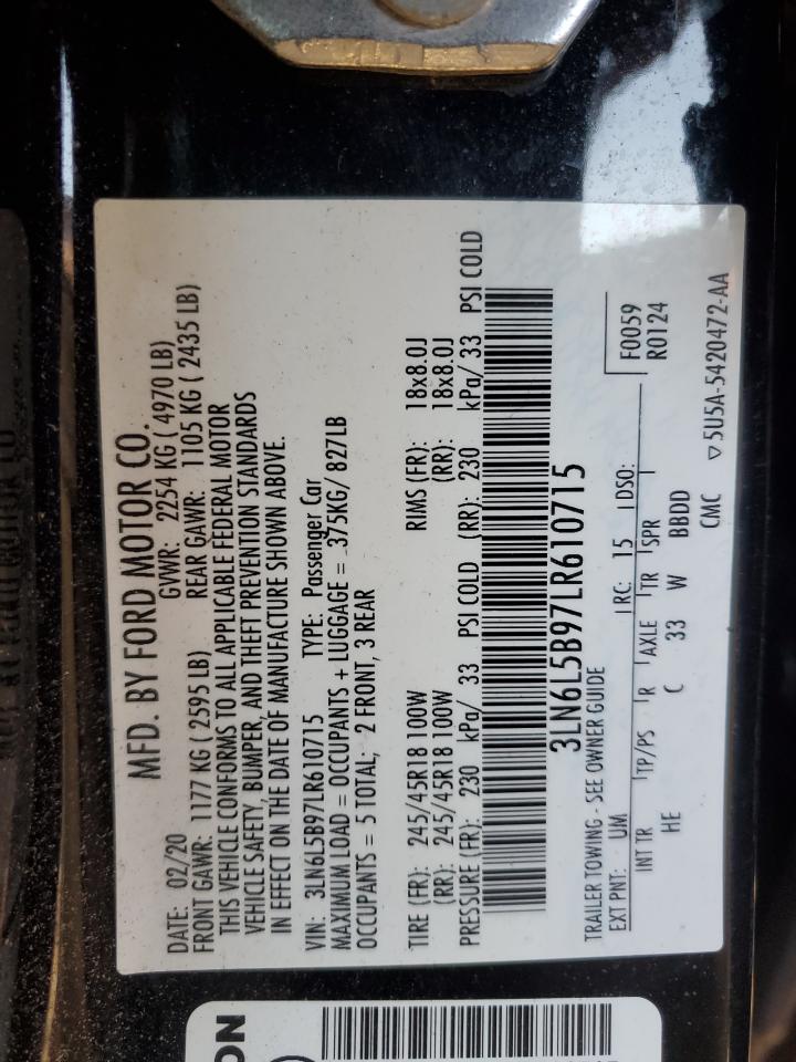 2020 Lincoln Mkz VIN: 3LN6L5B97LR610715 Lot: 90942105