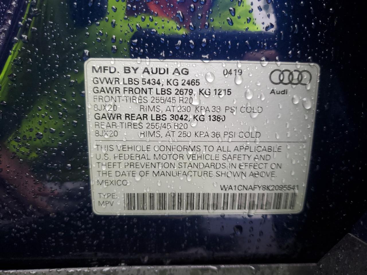 2019 Audi Q5 Prestige VIN: WA1CNAFY8K2095541 Lot: 92330775