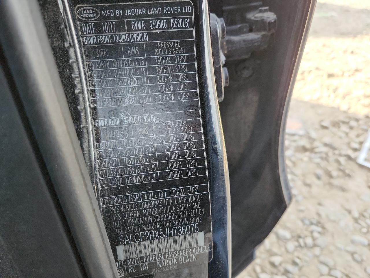 2018 Land Rover Discovery Sport Se VIN: SALCP2RX5JH736075 Lot: 92220635