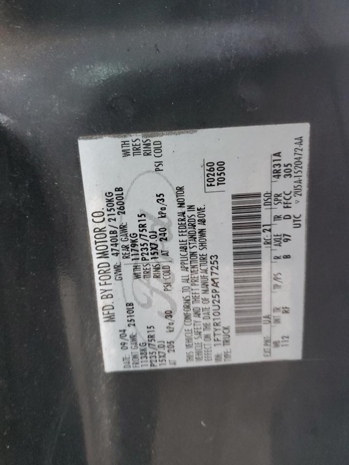 2005 Ford Ranger VIN: 1FTYR10U25PA17253 Lot: 91919795