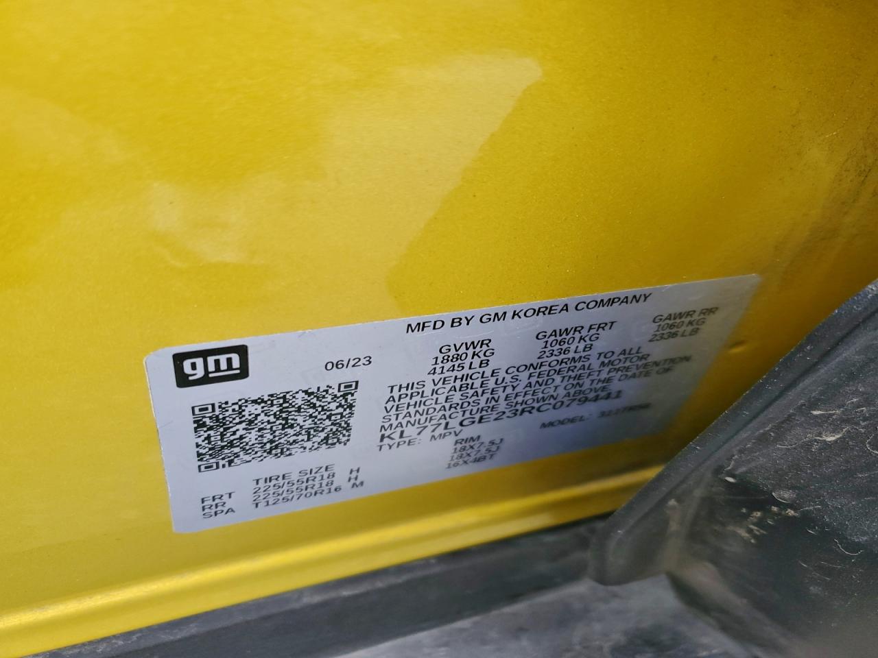 2024 Chevrolet Trax 1Rs VIN: KL77LGE23RC079441 Lot: 93474755