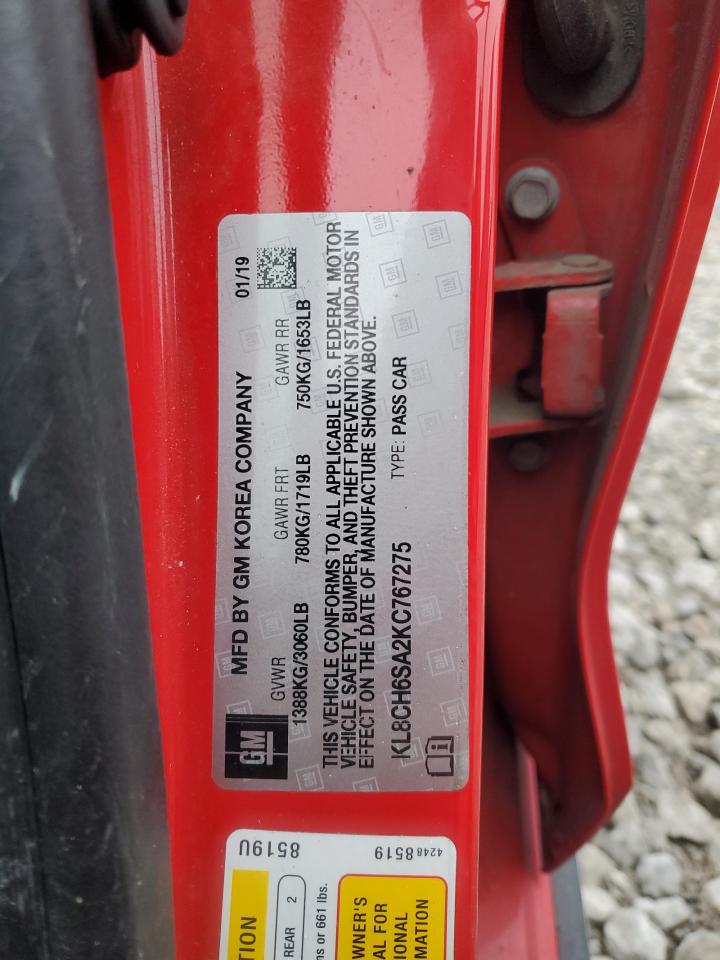 2019 Chevrolet Spark Activ VIN: KL8CH6SA2KC767275 Lot: 92984225