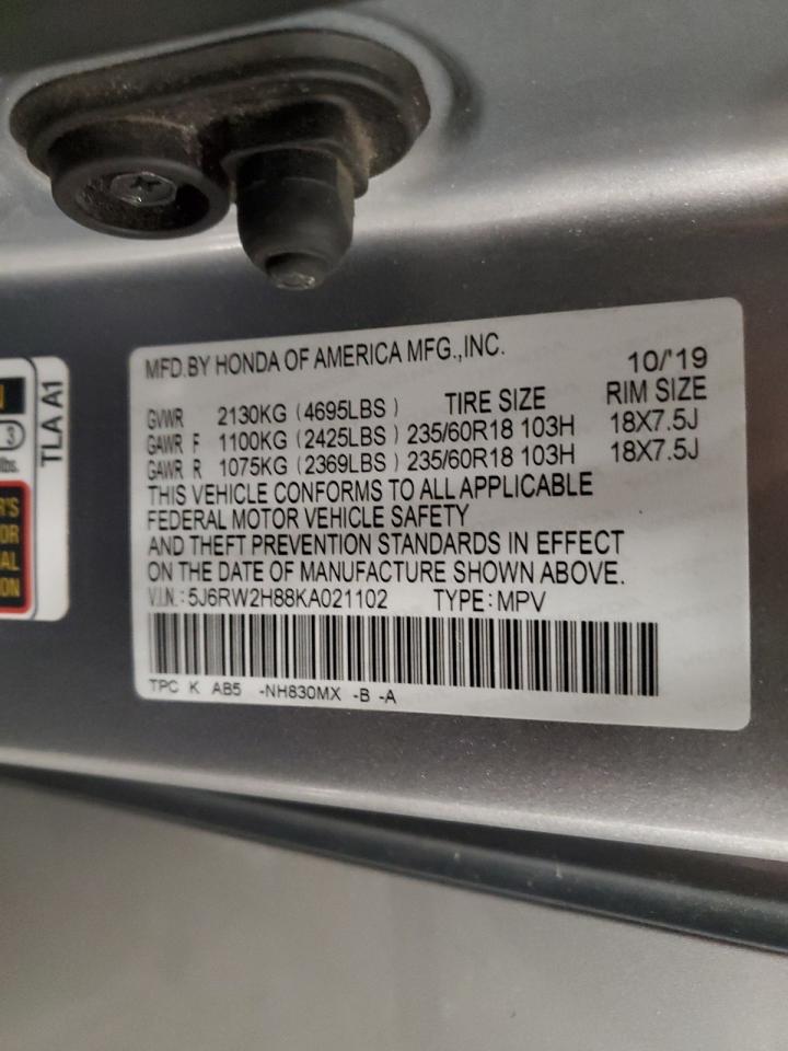 2019 Honda Cr-V Exl VIN: 5J6RW2H88KA021102 Lot: 91227805