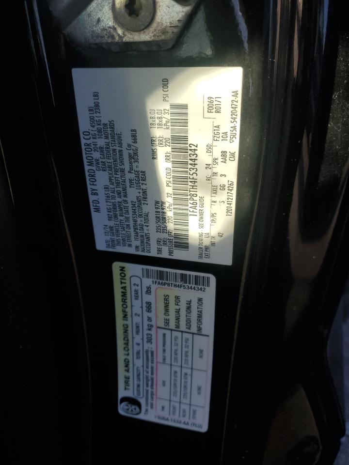 2015 Ford Mustang VIN: 1FA6P8TH4F5344342 Lot: 92617195