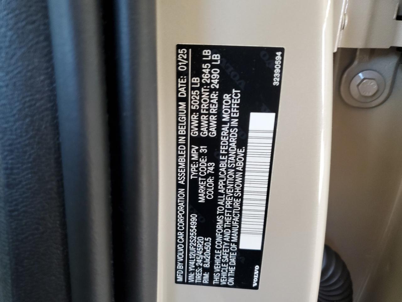 2025 Volvo Xc40 Ultra VIN: YV4L12UF2S2554990 Lot: 92734325