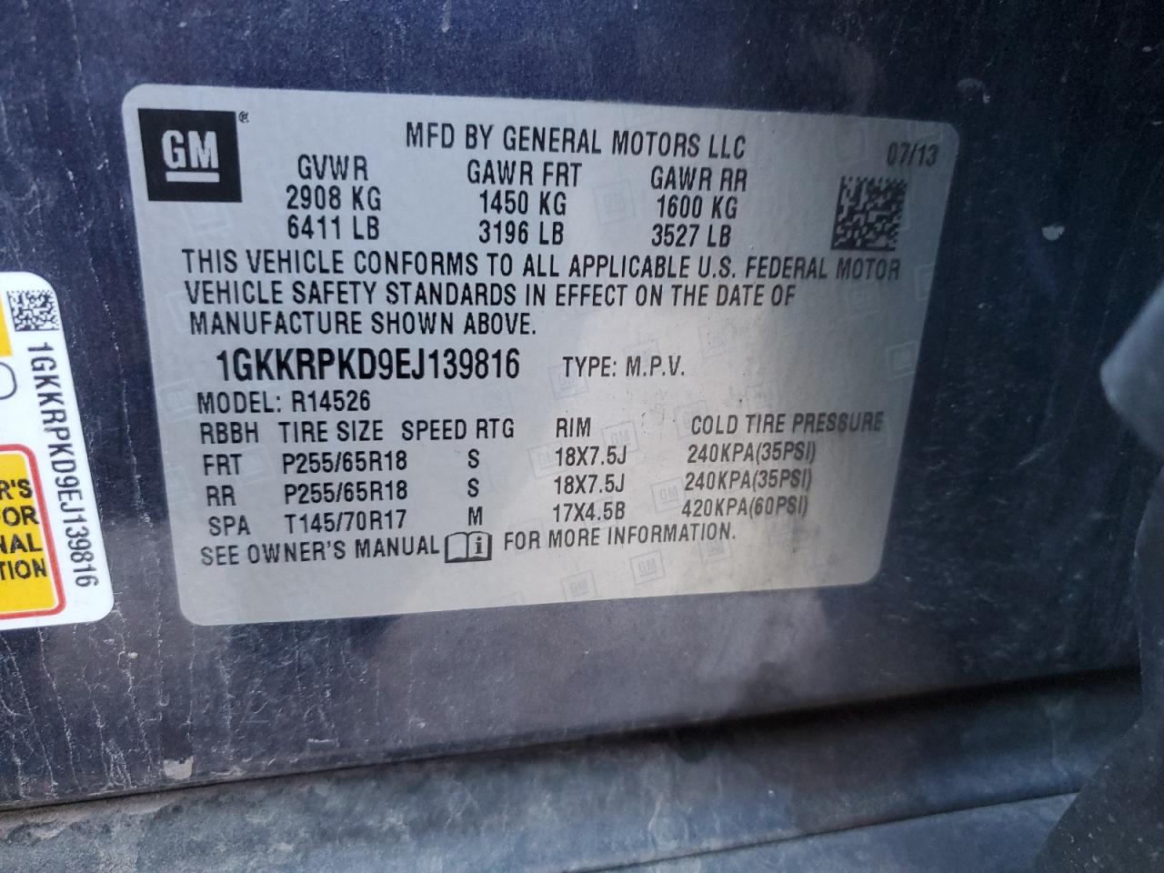 2014 GMC Acadia Sle VIN: 1GKKRPKD9EJ139816 Lot: 92252665