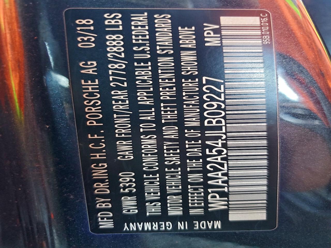 2018 Porsche Macan VIN: WP1AA2A54JLB09227 Lot: 93777815