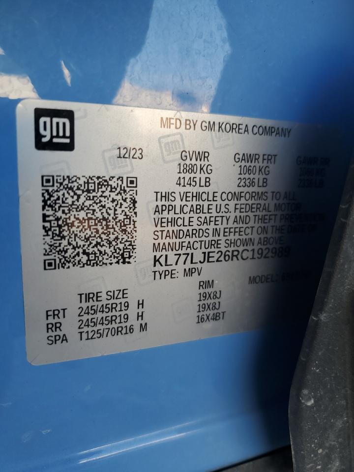 2024 Chevrolet Trax 2Rs VIN: KL77LJE26RC192989 Lot: 90790545