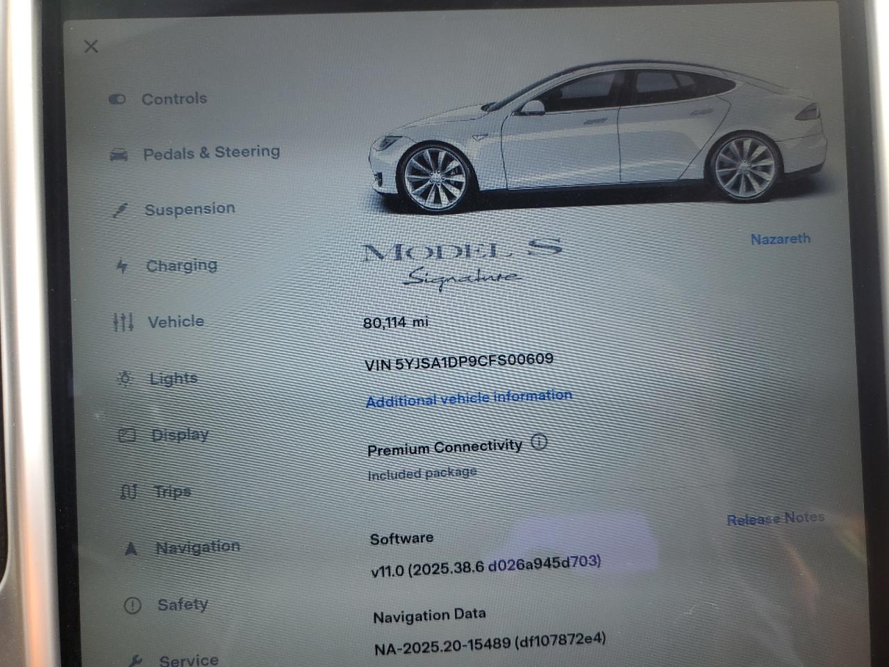 2012 Tesla Model S VIN: 5YJSA1DP9CFS00609 Lot: 92623085