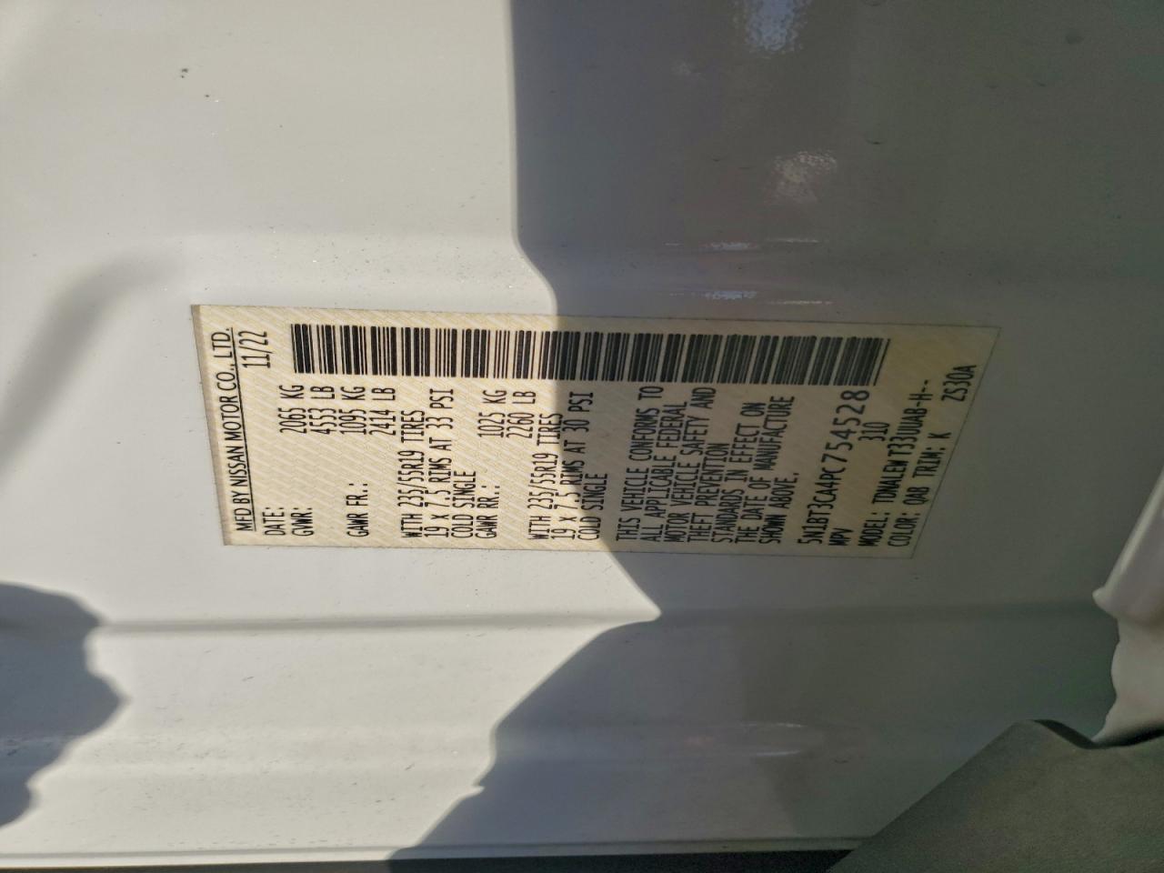 2023 Nissan Rogue Sl VIN: 5N1BT3CA4PC754528 Lot: 94075715