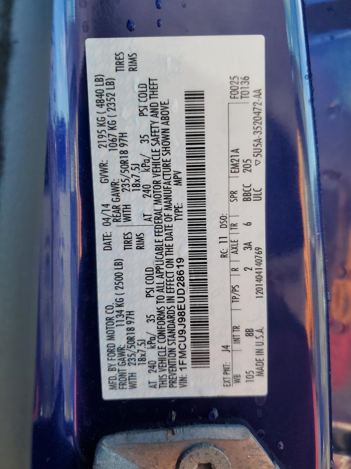 2014 Ford Escape Titanium VIN: 1FMCU9J98EUD28619 Lot: 91919095