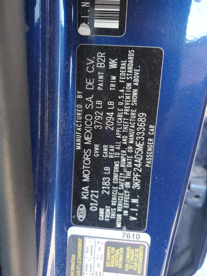 2021 Kia Forte Fe VIN: 3KPF24AD5ME333689 Lot: 86870995