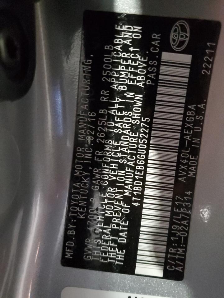 2016 Toyota Avalon Hybrid VIN: 4T1BD1EB6GU052275 Lot: 91322205